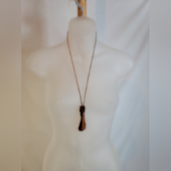 Antique Vintage Petrified Wood Necklace on  string - Picture 2 of 6